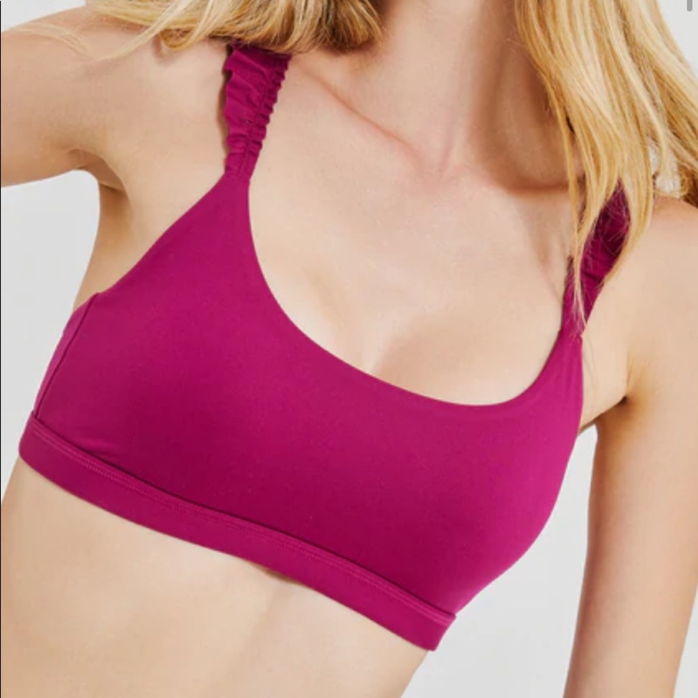 NWT Something Navy x Bandier Magenta Ruffle Bra Top